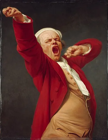 pandiculate: to fully stretch the torso and upper limbs, typically accompanied by yawning