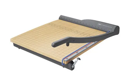 paper cutter: a tool designed to administer straight and even cuts to single sheets or large stacks of paper at...
