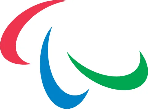 paralympic agitos: a symbol consisting of three colored agitos, in red, blue and green – the three colours that are...