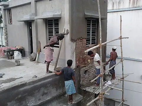 parge: a coat of cement mortar on the face of rough masonry, the earth side of foundation and basement...