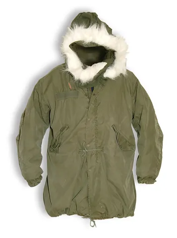 parka: a long jacket with a hood which protects the wearer against rain and wind
