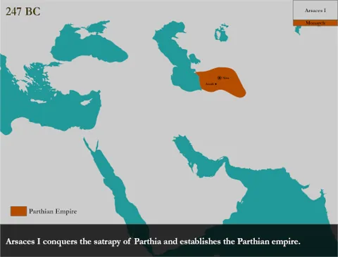 parthian empire: an ancient empire of West Asia founded as a kingdom by Arsaces I with his 3rd-century-BCE conquest...