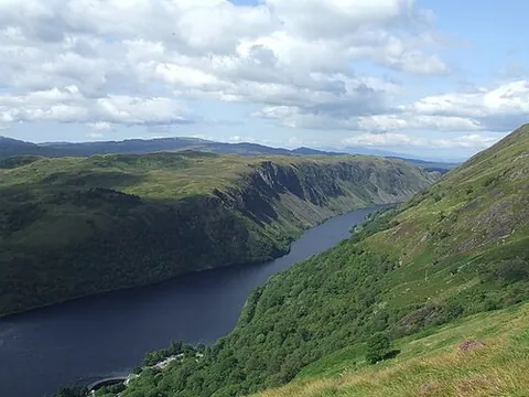 pass of brander: a water-level pass between mountains at the narrow outlet of Loch Awe into the River Awe, in Argyll...