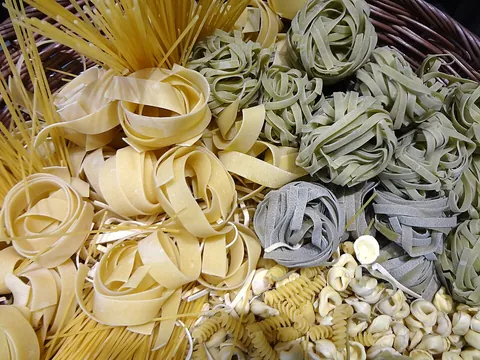 pasta: dough made from wheat and water and sometimes mixed with egg and formed into various shapes; often...