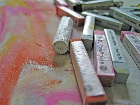 pastel: any of several subdued tints of colors, usually associated with pink, peach, yellow, green, blue,...