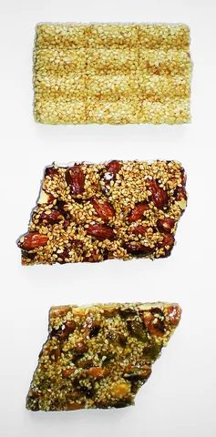 pasteli: a Greek/Cypriot confection made from sesame seeds and honey