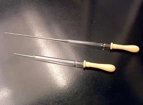 pasteur pipette: an item of laboratory equipment consisting of a simple pipette with a very long, fine nose and a...