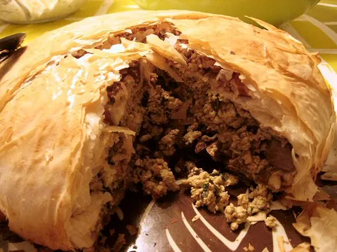 pastilla: a Moroccan meat pie, usually of pigeon