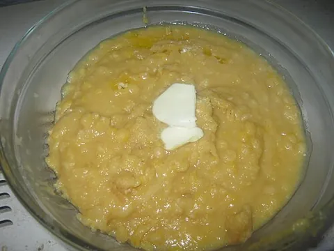 pease pudding: a thick porridge or pudding of British origin, made of legumes, typically yellow peas, seasonings...
