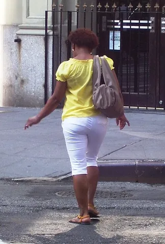 pedal pushers: women's casual trousers, usually fairly form-fitting, that end at the calves