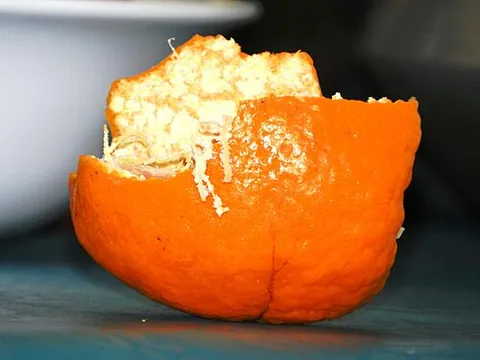 peel: to remove the skin or outer covering of