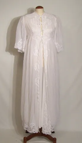 peignoir: a long outer garment for women, usually sheer and made of chiffon and often sold with matching...