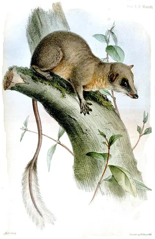 pen-tailed treeshrew: a shrew-like animal native to Indonesia, Malaysia, and Thailand, Ptilocercus lowii