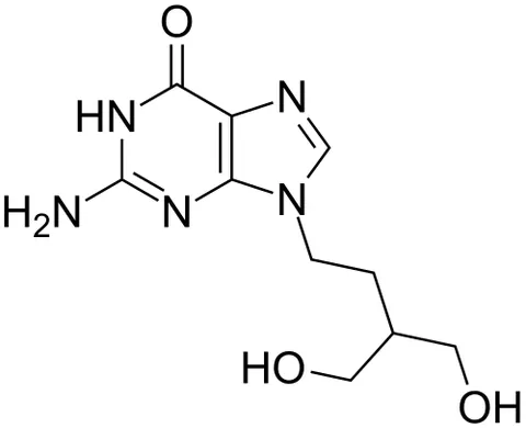 penciclovir: a guanine analogue antiviral drug C₁₀H₁₅N₅O₃ that is used mostly topically for the treatment of...
