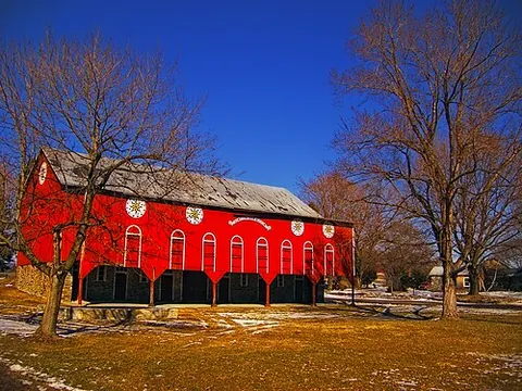 pennsylvania barn: a kind of banked barn built in the United States from about 1820-1900, having an overshoot or...