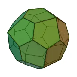 pentagonal icositetrahedron: a Catalan solid with 24 irregular pentagonal faces, 60 edges and 38 vertices, being the dual of the...
