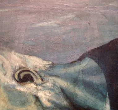pentimento: the presence of traces of a previous work in an artistic or literary work; especially (painting) an...