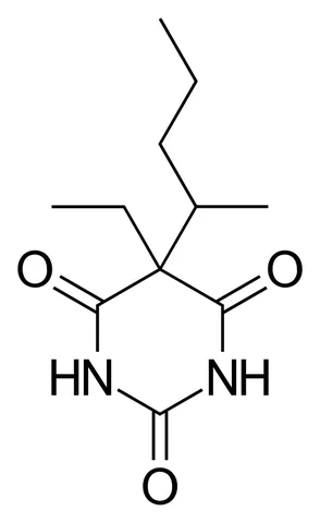 pentobarbital: a narcotic and sedative barbiturate drug (trademark Nembutal) formerly used to relieve insomnia