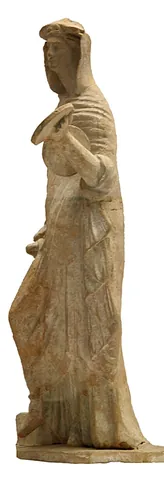 peplos: an Ancient Greek garment, worn by women, formed of a tubular piece of cloth, which is folded back...