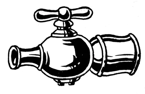 petcock: a small valve, spout, or faucet operated by hand, usually used to release pressure or drain fluid