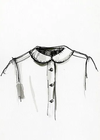 peter pan collar: a flat collar with rounded ends, cut to fit around the curve of the neckline, usually white or...
