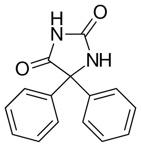phenytoin: a synthetic compound related to hydantoin, used as an anticonvulsant in the treatment of epilepsy