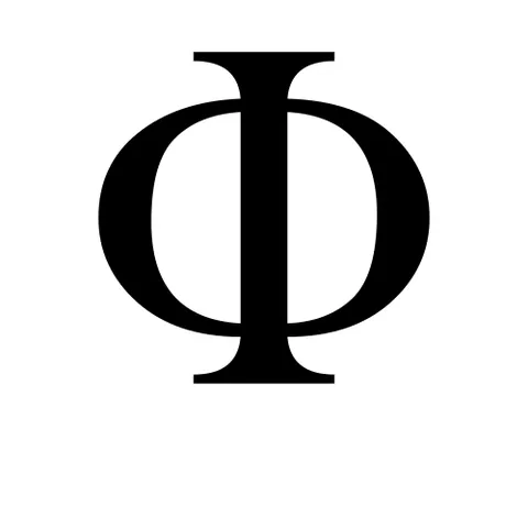 phi: φ, the 21st letter of the Euclidean and modern Greek alphabet, usually romanized as "ph"