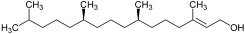 phytol: the diterpenoid alcohol (2E,7R,11R)-3,7,11,15-tetramethyl-2-hexadecen-1-ol, derived from chlorophyll