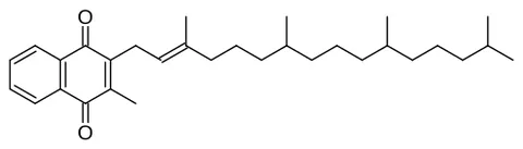 phytomenadione: a yellow oily naphthoquinone C₃₁H₄₆O₂ that is obtained especially from alfalfa, cabbage, spinach,...