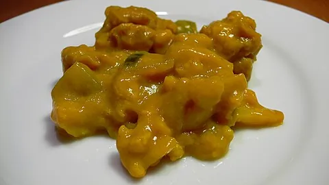 piccalilli: a yellow pickle relish made from cauliflower, vegetable marrow, and other vegetables, pickled with...