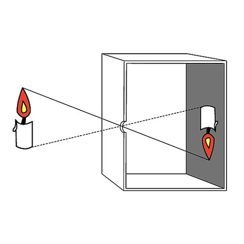 pinhole camera: a simple lensless device for producing a photographic image, consisting of an enclosed box with...