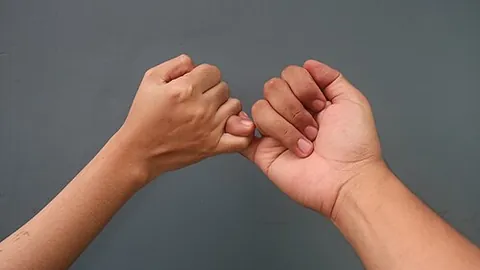 pinky swear: a promise or oath made ceremonially binding by enjoining the pinkies of two individuals