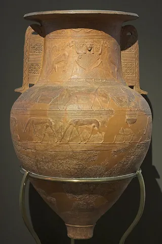 pithos: a large ceramic jar used by certain ancient civilizations that bordered the Mediterranean