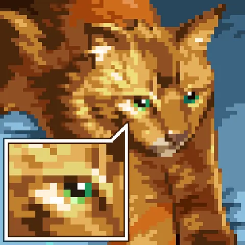 pixel art: a style of digital art drawn at the pixel level, sometimes having the pixels enlarged for a retro...