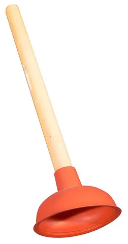 plunger: a device that is used to remove blockages from the drain of a basin or tub, by suction