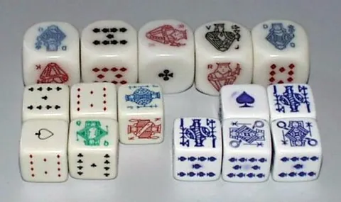 poker die: a die bearing representations of playing cards on its sides, rather than numbers of pips; used in...