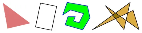 polygon: a plane figure bounded by edges that are all straight lines