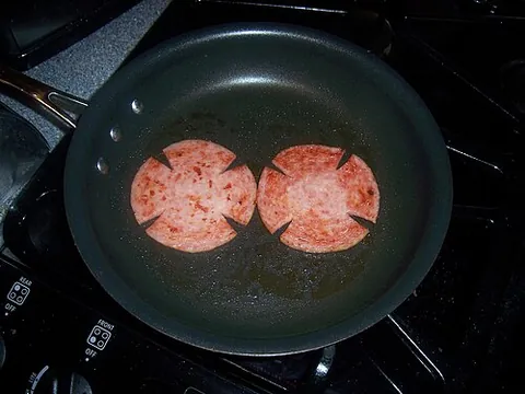 pork roll: a processed pork product commonly consumed for breakfast in the Northeast