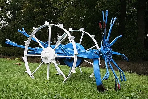 potato spinner: a device with a spoked wheel that is connected to a tractor (or traditionally drawn by a horse) to...