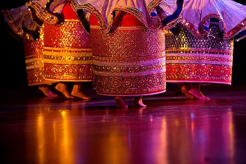 potloi: a Meitei traditional heavily ornamented cylindrical skirt, used by brides and dancers