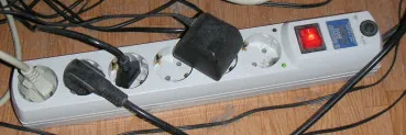 power strip: a block of electrical sockets that attaches to the end of a flexible cable and allows multiple...