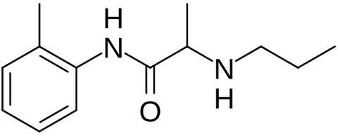 prilocaine: a local anesthetic related to lidocaine and used in the form of its hydrochloride C₁₃H₂₀N₂O·HCl as...