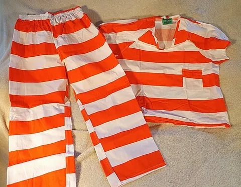 prisonwear: clothes to be worn by inmates of a prison