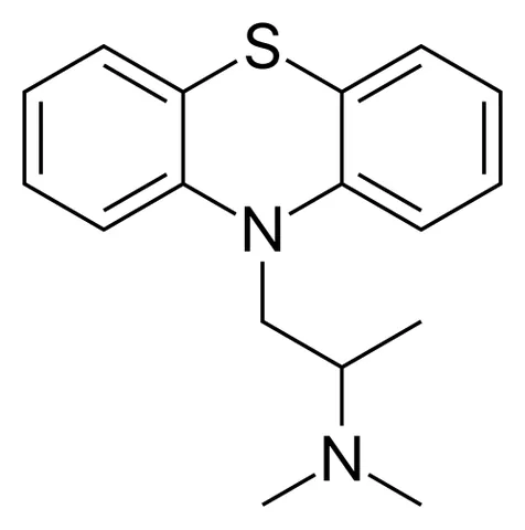 promethazine: a first-generation H₁ receptor antagonist derived from phenothiazine, used as antihistamine and...