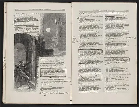 prompt book: an annotated copy of a script used by a prompter