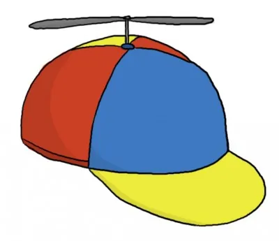 propeller beanie: a seamed cap with a decorative propeller on top