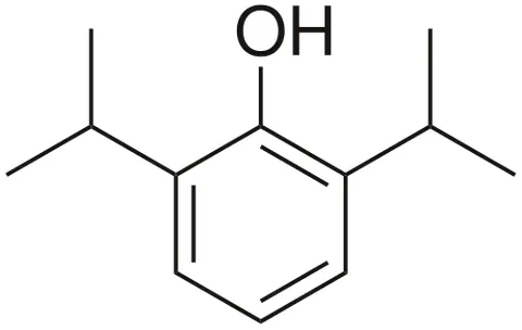 propofol: a sedating and hypnotic agent C₁₂H₁₈O administered intravenously to induce and maintain anesthesia...