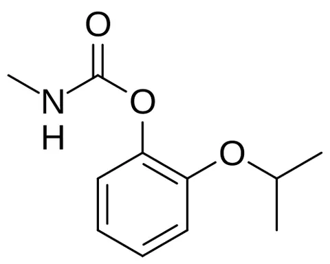 propoxur: a carbamate derivative with the chemical formula C₁₁H₁₅NO₃, used as an insecticide