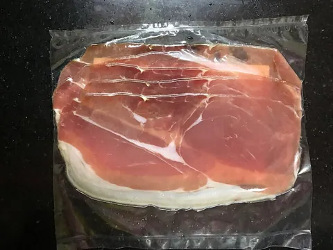 prosciutto: a dry-cured ham from Italy, thinly sliced
