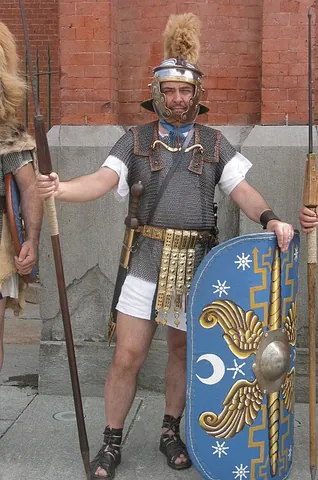 pteruge: a flexible feather-like strip of material at the edge of body or head armour, particularly used in...